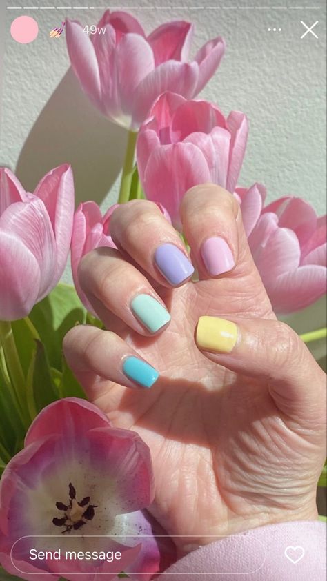 cr: @alliesherman on ig Easter Ig Story, Danish Pastel Nails, Aesthetic Nails Ideas, Good Nails, Danish Pastel Aesthetic, Pastel Nail, Aesthetic Nails, Nice Nails, Pretty Gel Nails