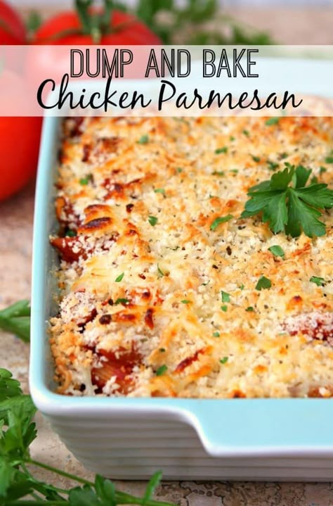 Dump And Bake Chicken, Chicken Parmesan Recipe Baked, Dump And Bake, Resep Pasta, Bake Chicken, Parmesan Recipes, Baked Chicken Parmesan, Chicken Parm, Chicken Meals