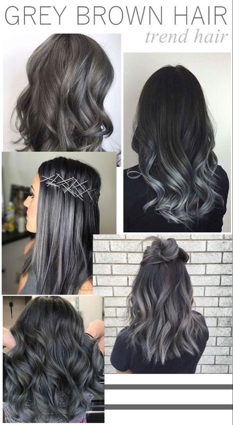 Grey Brown Hair, Makeup Brown, Grey Ombre Hair, Grey Makeup, Grey Hair Dye, Brown Hair Shades, Hair Dyed, Fall Hair Color Trends, Super Hair