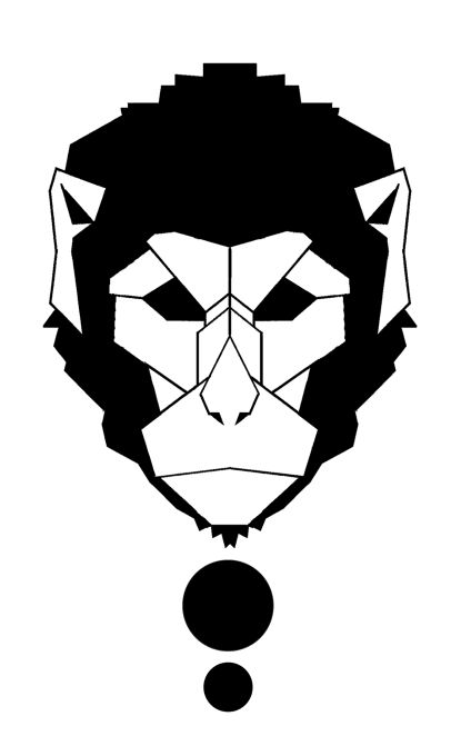 Line Monkey Tattoo, Monkey Outline Tattoo, Minimal Monkey Tattoo, Monkey Stencil Art, Geometric Monkey, Monkey Face, Diy Print, Face Tattoo, Primates