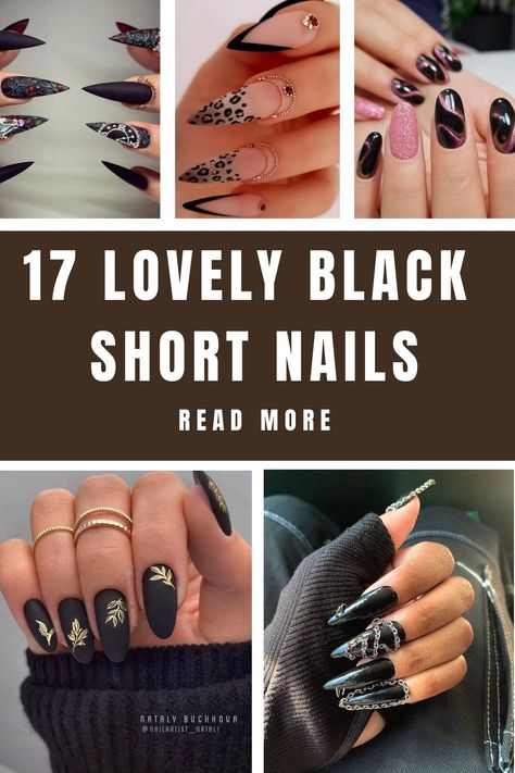 If you’re looking for a fresh way to style your nails or some fun new nail ideas, black nails are a great… Squoval Nails Design Black, Short Black Acrylic Nails Designs, Black Dip Nails Ideas, Short Black Nails Ideas, Nails For Ladies, Ideas Black Nails, Simple Black Nails, Leopard Print Nails Tutorial, Black Short Nails