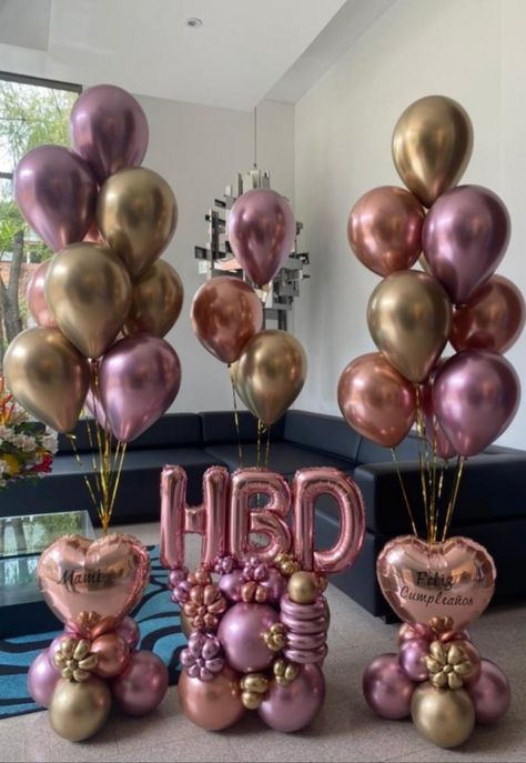 Happy Birthday Balloon Arrangement, 59 Birthday, Balloon Tower, Happy Birthday Cake Pictures, Anna Birthday, Balloon Garland Diy, Balloon Crafts, Balloon Arrangements, Birthday Balloon Decorations