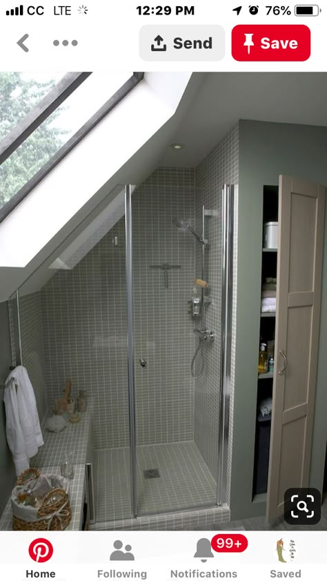 Attic Shower, Attic Bathroom Ideas, Small Attic Bathroom, Small Attic, Loft Bathroom, Attic Ideas, Attic Bathroom, Attic Bedrooms, Attic Renovation