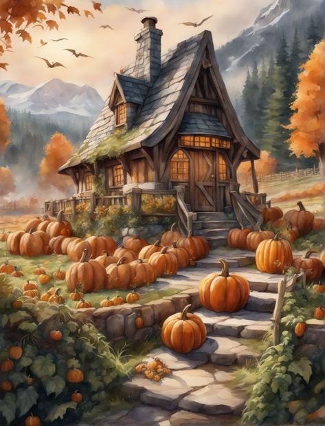 Hagrids hut with pumpkin patch from harry potter by Erin Harrington - Playground Hagrid Hut, Harry Potter Pumpkin, Hogsmeade Village, Hagrids Hut, Potter Art, Halloween 2024, Aesthetic Phone, Harry Potter Art, Create Art