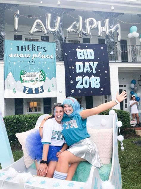 Winter Wonderland Sorority Theme, Winter Bid Day Themes, Ice Bid Day Theme, Adpi Bid Day, Ski Bid Day Theme, Bid Day Themes Sorority, Sorority Bid Day Themes, Sorority Recruitment Themes, Sorority Themes