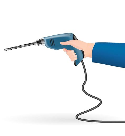 hand using a electric drill on a white background Vector Infographic, Background Background, Electric Drill, A White Background, White Background, Electricity, White