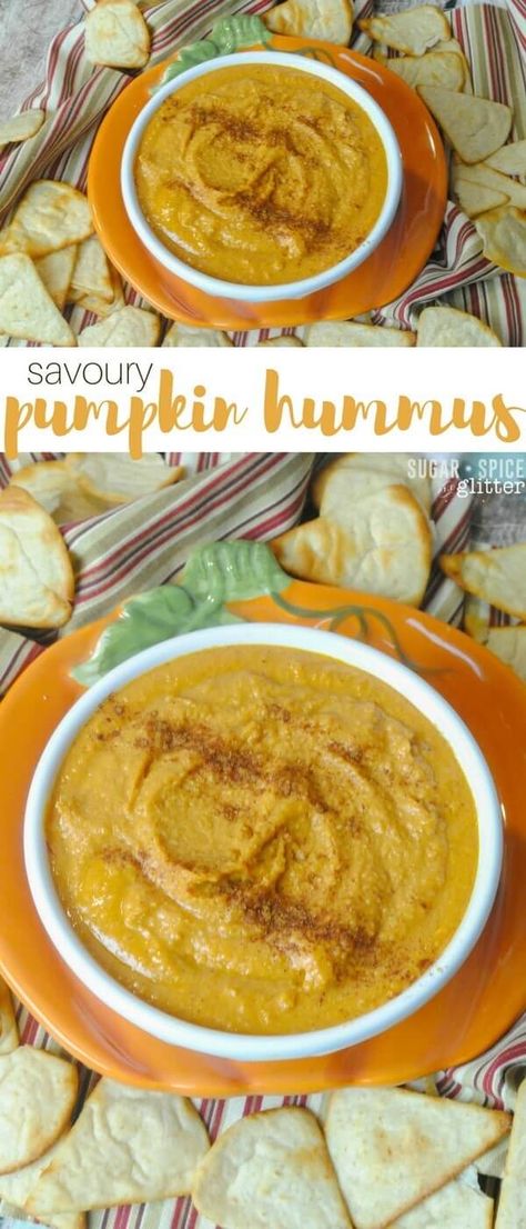 Savoury pumpkin hummus recipe - a delicious fall dip for your crackers or veggies, the perfect healthy fall party dip Pumpkin Hummus Recipe, Pumpkin Dip Recipe, Fall Dip, Healthy Party Appetizers, Pumpkin Dip, Pumpkin Hummus, Party Dip, Healthy Fall, Party Appetizer