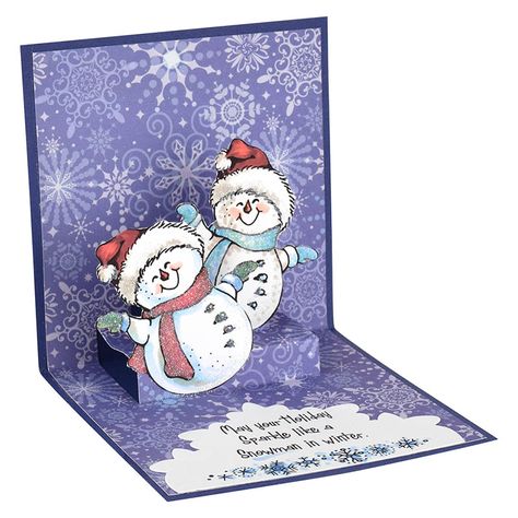 Handmade Winter Cards, Christmas Pop Up Cards, Pop Up Christmas Cards, Snowman Christmas Cards, Fun Christmas Cards, Halloween Post, Fancy Fold Card Tutorials, Team Inspiration, Snowman Cards