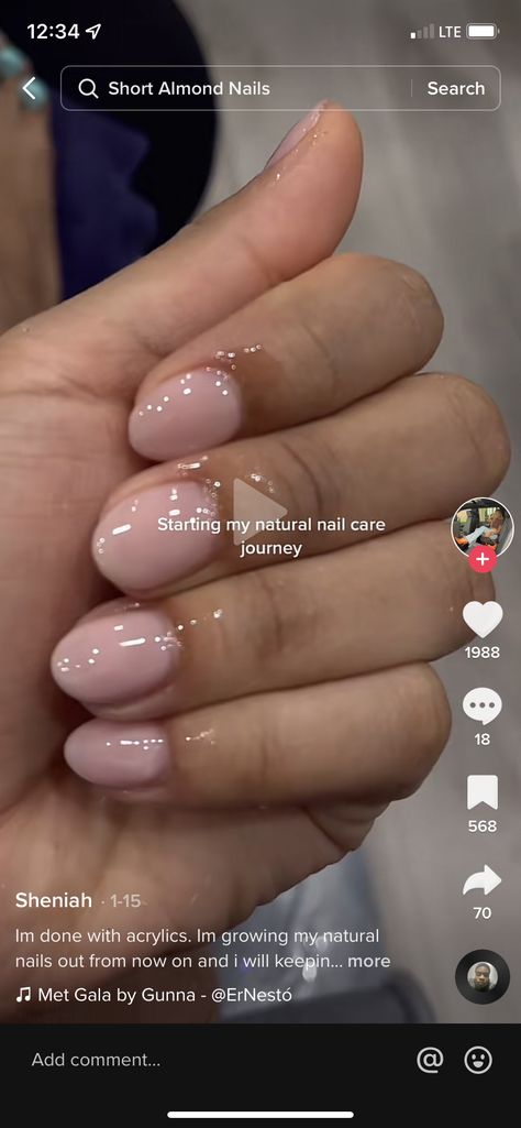 Natural Nail Care, Short Almond Nails, Round Nails, Pretty Acrylic Nails, All Things Beauty, Almond Nails, Natural Nails, Nail Tips, Cute Nails