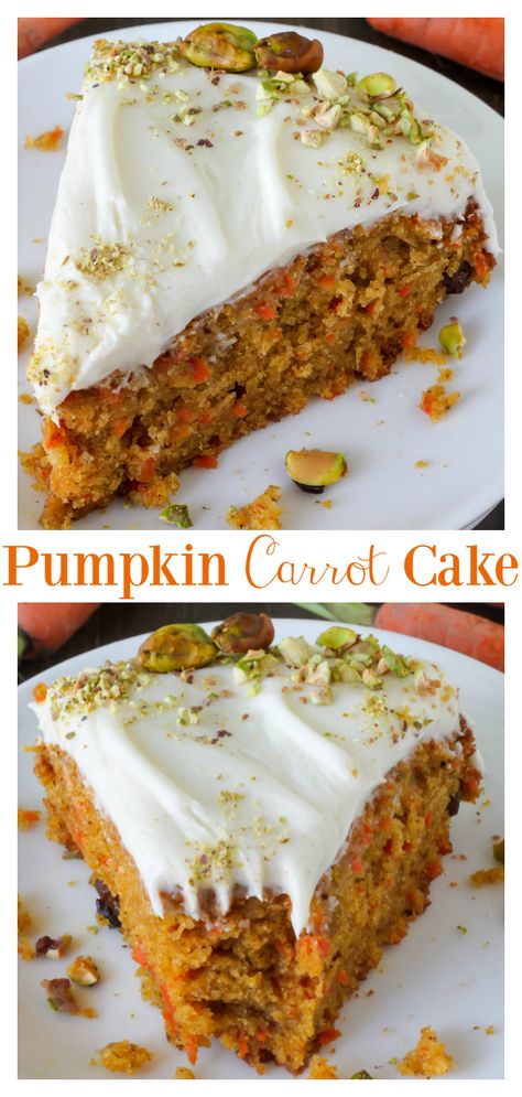 Pumpkin Carrot Cake with Cream Cheese Frosting - Baker by Nature Pumpkin Carrot Cake, The Best Carrot Cake, Weight Watcher Desserts, Carrot Cake With Cream Cheese, Carrot Cakes, Baker By Nature, Gf Flour, Best Carrot Cake, Cake Cream