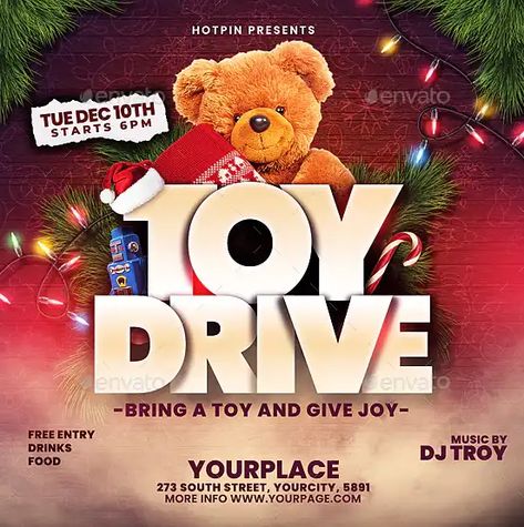 Download the Christmas Toy Drive Instagram Template! - Christmas Flyer, Flyer Templates, Holiday & Event Flyer - #ChristmasFlyer, #FlyerTemplates, #HolidayEventFlyer - Christmas Toy Drive Flyer, Christmas Toy Drive, Coat Drive, Christmas Flyer Template, Toy Drive, Template Christmas, Christmas Flyer, Free Flyer Templates, Event Flyer