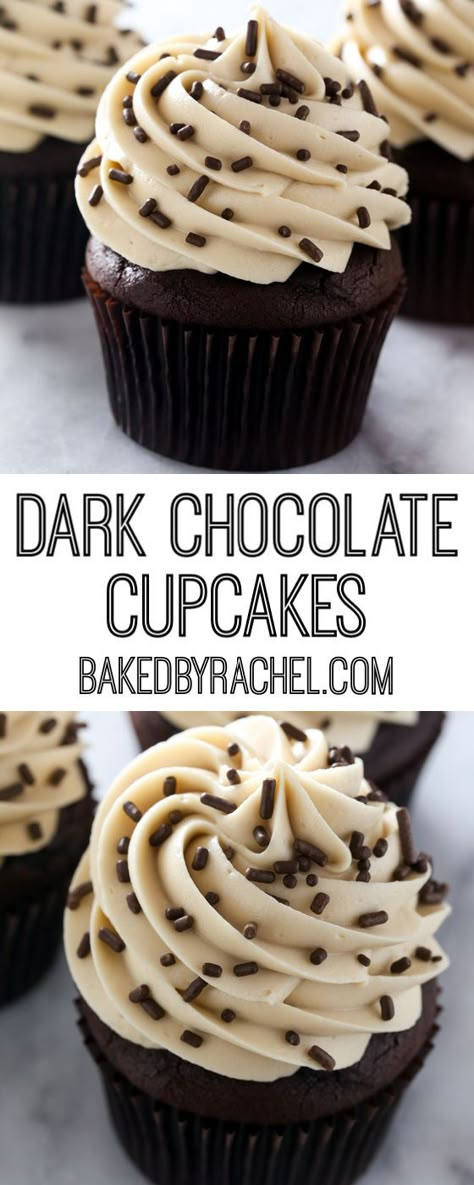 Chocolate Cupcake With Cream Cheese Frosting, Dark Chocolate Cupcake Recipes, Dark Chocolate Cupcakes Moist, Espresso Cream Cheese Frosting, Bakery Style Chocolate Cupcakes, Dark Chocolate Dessert Recipes, Chocolate Cupcakes With Coffee, Chocolate Cream Cheese Cupcakes, Espresso Frosting