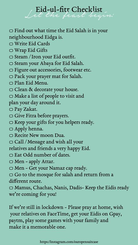 Eid Preparation Checklist, Things To Do On Eid Ul Fitr, Eid Glow Up, Eid Checklist, Things To Do On Eid, Eid Preparation, Ramadan Routine, Quran Quotes Strength, Ramadan Tracker