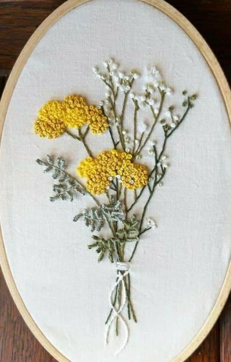 Yellow Embroidery Flower, Anemone Flower Embroidery, Simple Floral Embroidery Designs, Beeds Embroidary, Bouquet Of Flowers Embroidery, Wildflower Embroidery Pattern Free, Yellow Flowers Embroidery, Small Flower Embroidery Patterns, Basic Flower Embroidery