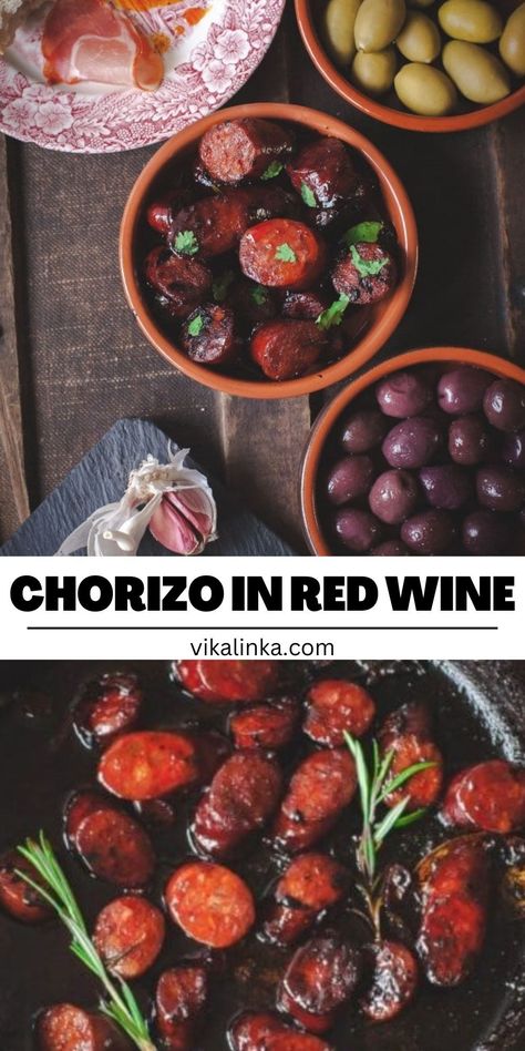 Chorizo Appetizer Recipes, Tapas Chorizo Recipes, Chorizo In Red Wine, Spanish Chorizo Recipes, Spanish Peppers Tapas, Vikalinka Recipes, Tapas Party, Chorizo Recipes, Fire Food