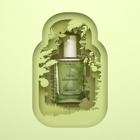 Innisfree Perfume Promotion on Behance Perfume Promotion, Cosmetics Packaging Design, Cosmetics Packaging, Paper Cutout Art, Graphisches Design, Award Plaque, 타이포그래피 포스터 디자인, Perfume Photography, Box Packaging Design