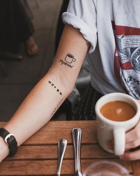 Bow Tattoo Designs, Coffee Tattoos, Shape Tattoo, Music Tattoo Designs, Music Tattoos, Small Tattoo Designs, Little Tattoos, Meaningful Tattoos, Mini Tattoos