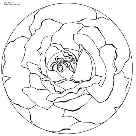 Rose Mandala Line Art Mandala Nature, Mandala Rose, Rose Coloring Pages, Simple Mandala, Mandalas Drawing, Hey Man, Mandalas Design, Needle Punch, Flower Coloring Pages