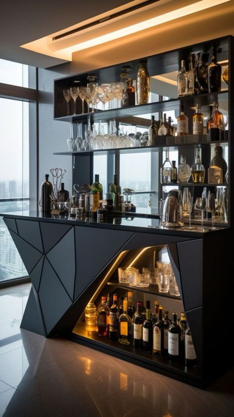 House Bar Design, Home Bar Designs Luxury, Luxury Bar Design, Modern Home Bar Designs, Bar Lounge Room, Bar Counter Design, Home Bar Cabinet, Home Bar Rooms, Modern Home Bar