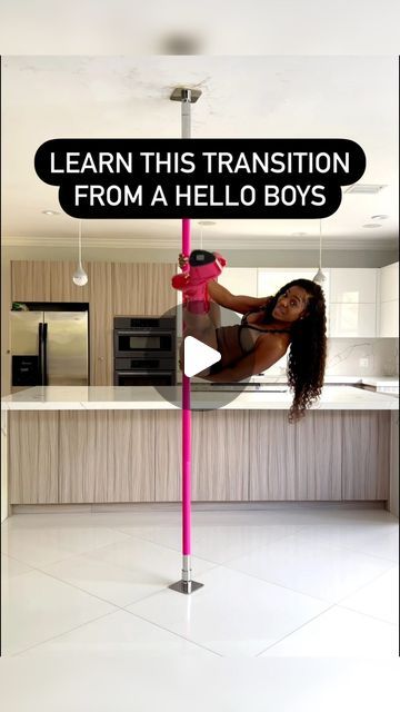 Fit2Flaunt on Instagram: "Learn this super cute transition from a HELLO BOYS to what I call “the L” - this is a transition and trick that looks super hard but it isn’t! With practice, this will look smooth and seamless! #fit2flaunt #poledance #poledancing #poleclass #polestudio #poletricks #staticpole #spinpole #polejourney" Static Pole Combo Beginner, Simple Pole Dancing Moves, Easy Pole Tricks, Pole Aesthetic, Pole Fitness Moves, Dancing Fitness, Pole Classes, Pole Moves, Pole Tricks