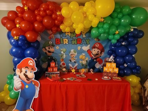 balloon Garland, Mario Backdrop, Party favors, decorations Mario Balloon Garland, Super Mario Balloon Garland, Super Mario Cake, Super Mario Bros Birthday Party, Mario Cake, Mario Bros Birthday, Mario Bros Party, Super Mario Birthday Party, Garland Backdrops