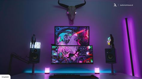 A dual monitor setup is not only a gamer’s need but it also works best for an office worker. Here is everything you need to know. Let’s read on with us! Bedroom Gaming Ideas, Best Dual Monitor Setup, Monitor Setup, Dual Monitor Setup, Bedroom Gaming, Pc Ideas, Gaming Ideas, Philips Hue Lights, Best Gaming Setup