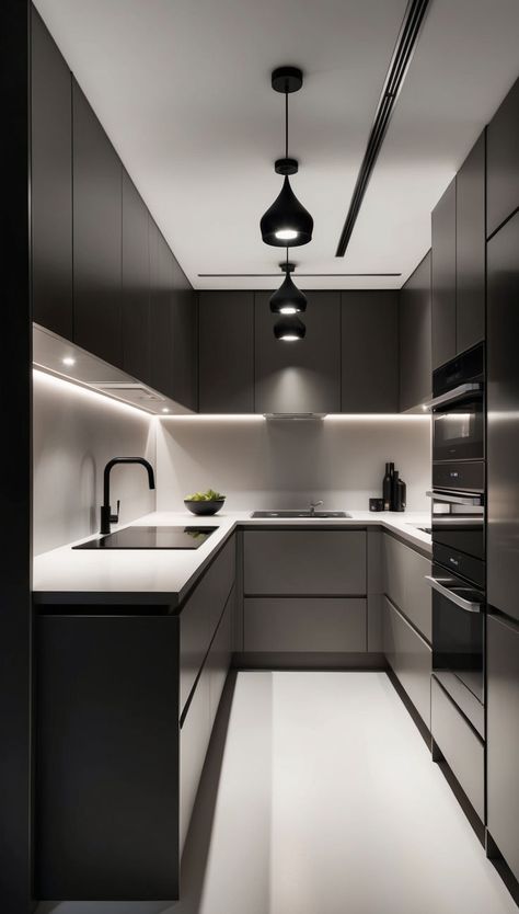 Inspiring Modern Small Kitchen Design Ideas for You Small Modern Kitchens Apartment, Modern Kitchen Small Space, Small Kitchen Modern Design, Kitchen Interior Small Space, Modern Minimalist Kitchen Small Spaces, Small Kitchen Ideas Modern Luxury, Minimalistic Kitchen Design, Small Kitchen Modern, Modern Small Kitchen Design Ideas