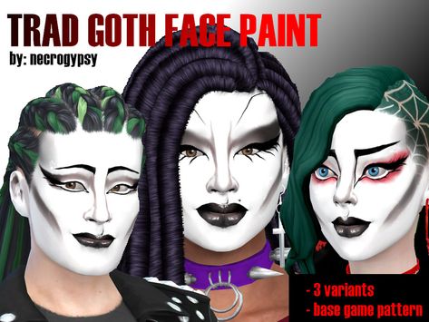 Corpse Paint Sims 4 Cc, Sims 4 Goth Face Paint, Sims 4 Cc White Face Paint, Sims 4 Juggalo Cc, Sims Cc Goth Makeup, Sims 4 Cc Corpse Paint, Sims 4 Corpse Paint, Trad Goth Cc Sims 4, Sims 4 White Face Paint