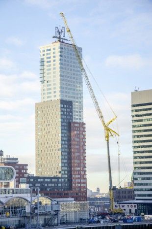 An LTM 11200-9.1 operated by Van Marwijk Kraanverhuur places a symbolic Liebherr Crane, Water Well Drilling Rigs, Mobile Crane, Crane Operator, Crane Machine, Crawler Crane, Oil Platform, Rotterdam Netherlands, Heavy Construction Equipment