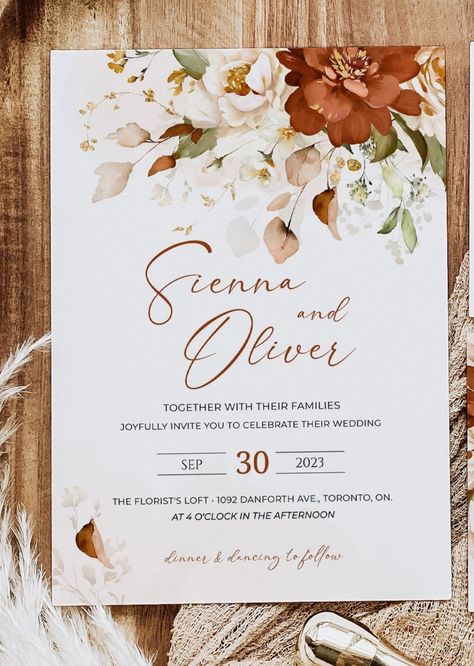 Vintage Picnic Wedding, Rust Flowers, Cowgirl Wedding, Autumn Invitations, Wedding Invitation Background, Copper Wedding, Wedding Themes Fall, Wedding List, Invitation Background