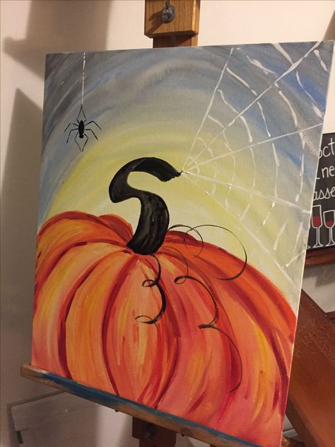 Halloween Canvas Paintings, Fall Canvas Painting, Pumpkin Canvas, Wine And Canvas, Fall Canvas, Holiday Painting, Pumpkin Art, Halloween Painting, Paint And Sip