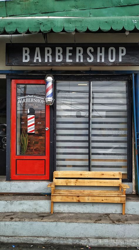 Barbershop Signboard, Small Barbershop, Barbershop Decor, Barbershop Design Interior, Barber Shop Pole, Barber Shop Sign, Barber Shop Interior, Barber Logo, Shop Facade