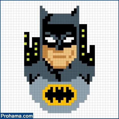 Pixel Art Pattern Batman, Batman Pixel Art Grid, Batman Tapestry, Pixel Art Captain America, Pixel Art Face, Batman Perler Beads, 32x32 Pixel Art Grid, 32x32 Pixel Art, Pixel Art Animals