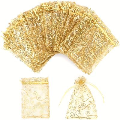 Wedding Pattern, Candy Bags Wedding, Gold Organza, Baby Shower Christmas, Retail Bags, Baby Shower Party Favors, Small Gift Bags, Party Gift Bags, Wedding Party Favors