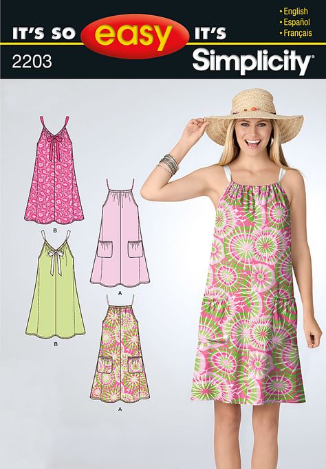 Simplicity Its so Easy misses dresses 2203 Dress Patterns 2022, Simplicity Sewing Patterns Dresses, Dresses Patterns, Summer Dress Sewing Patterns, Easy Hacks, Dresses By Pattern, Simple Summer Dresses, Summer Dress Patterns, Simplicity Dress