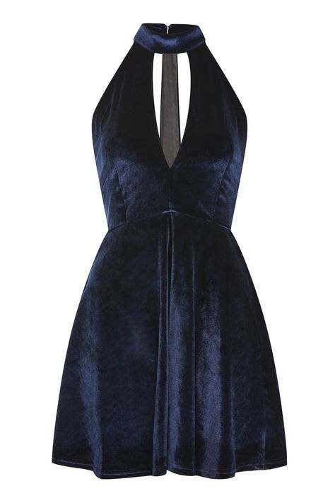 Velvet Dress Blue, Navy Blue Velvet Dress, Navy Short Dress, Navy Velvet Dress, Navy Blue Short Dress, Low V Neck Dress, High Neckline Dress, Dresses Navy Blue, Velvet Skater Dress