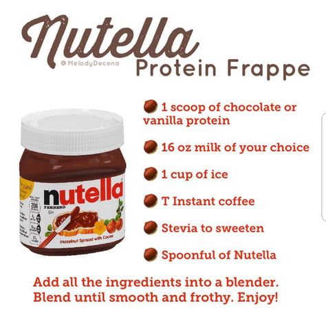 Nutella Protein Shake, Protein Frappe, Protien Drinks, Protein Coffee, Premier Protein, Protein Shake, Smoothie Shakes, Instant Coffee, Nutella Bottle