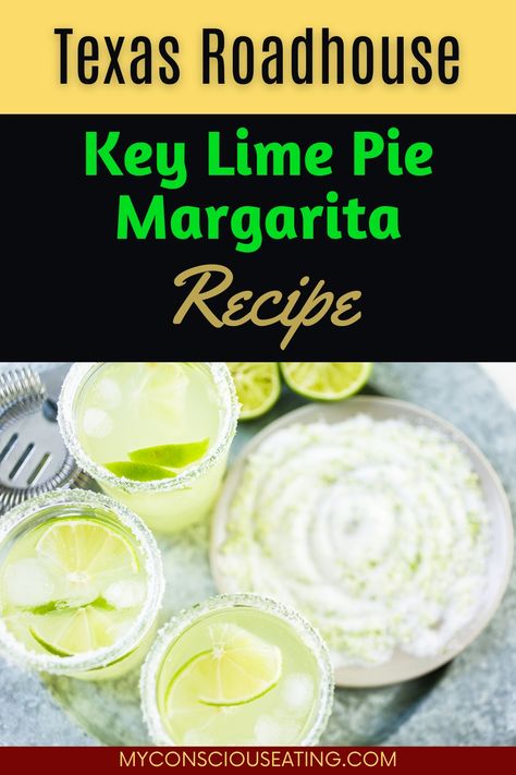 Key lime pie margarita with a lime wedge Key Lime Pie Margarita Recipe, Key Lime Pie Margarita, Key Lime Margarita Recipe, Roadhouse Recipes, Texas Roadhouse Recipes, Key Lime Margarita, Lime Margarita Recipe, Pineapple Skewer, Jalapeno Cheddar Cornbread