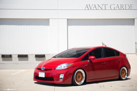 Red Toyota Prius Gets Upgraded Lighting and Bronze Avant Garde Wheels Toyota Prius Custom, Toyota Prius Black, Prius Custom, Prius Car, Toyota Prius Hybrid, Avant Garde Wheels, Toyota Hybrid, Toyota Prius Prime, Toyota Prius 2015