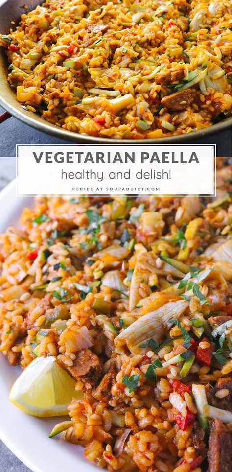 Vegetarian Paella Spanish, Veg Paella Recipe, Veggie Paella Recipe, Vegan Paella Recipe, Paella Recipe Vegetarian, Vegetarian Paella Recipe, Pialla Recipes, Paella Vegetarian, Vegetarian Stir Fry Recipe