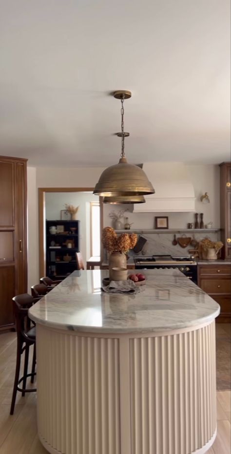 The rounded style is perfect for peninsula Diagonal Peninsula Kitchen, Island With Round End, Half Circle Kitchen Island, Rounded Corner Island, Round Kitchen Counter, Oval Shaped Kitchen Island, Rounded Peninsula Kitchen, Asymmetrical Kitchen Island, Pill Shaped Kitchen Island