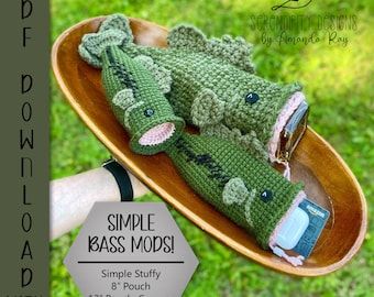 ARSerendipityDesigns - Etsy Golf Club Covers, Bass Fish, Largemouth Bass, Large Pouch, Blanket Yarn, Drawstring Pouch, Crochet Gifts, Amigurumi Crochet, Cute Crochet