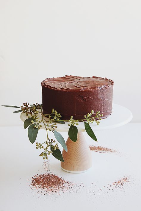 A Simple Chocolate Cake | @thefauxmartha Dessert Corner, Simple Chocolate Cake, Cake Shops, Easy Chocolate Cake, Chocolate Wedding Cake, White Plate, Chocolate Buttercream, Creamy Chocolate, Julia Child