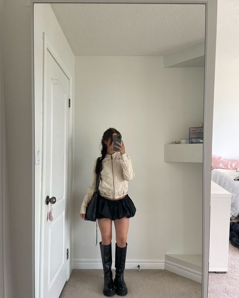 Bubble skirt 10 ways 🫧 Bubble Skirt Winter Outfit, Bubble Skirt Outfit Ideas, White Bubble Skirt Outfit, Black Bubble Skirt Outfit, Bubble Skirt Outfit, Cloth Inspiration, Bubble Skirts, Baguio, Bubble Dress