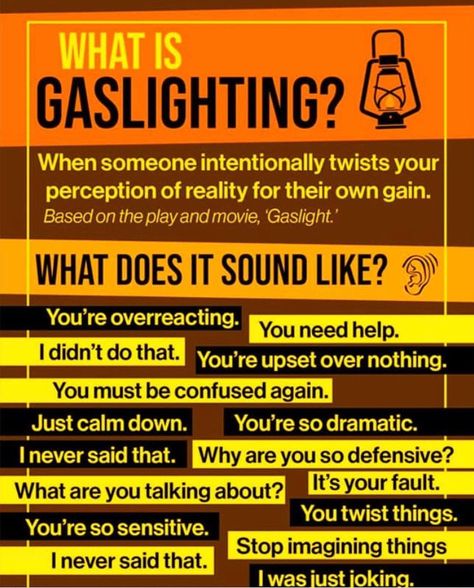 Gaslighting, an interesting concept. Did you know these examples or perhaps experience them yourself? . . . . .  #counseling #therapy #mentalhealthadvocate #onlinecounseling #suicideprevention #stopthestigma #stress #onlinetherapy #psychology #therapist #mindfulness #mentalhealthawareness #psychotherapy #healing #therapistlife #mentalillness #selfesteem #couplescounseling #prepareenrich #selfcare #copingskills #premaritalcounseling #marriage #couples #mentalhealthcounseling #rachelbutlercounseli Perception Reality, What Is Gaslighting, Narcissism Relationships, Parental Alienation, Narcissistic Behavior, Name Calling, Everything About You, Toxic Relationships, Calm Down