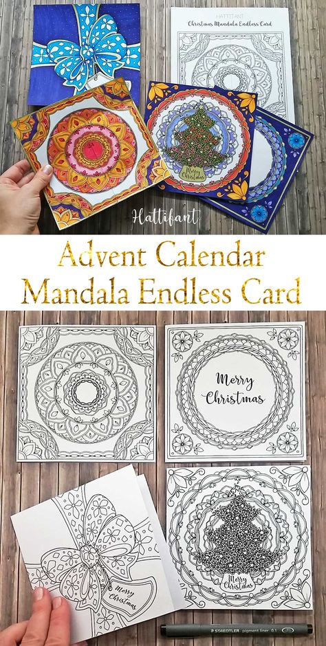 Hattifant's Christmas Advent Calendar Mandala Endless Card Bundle Endless Card, Coloring Page Christmas, Coloring Pens, Xmas Color, Christmas Mandala, Beautiful Coloring Pages, Calendar 2017, Christmas Countdown Calendar, Doodle Pages