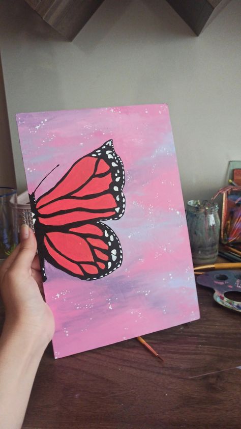 sunset painting butterfly painting painting ideas Sunset With Butterflies Painting, New York Sunset, Cd Painting, Butterfly Sketch, Painting Butterfly, African Sunset, Red Sunset, Daycare Crafts, Butterfly Painting