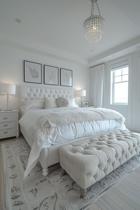 Bedroom White Furniture Sets – Timeless Elegance for Your Bedroom Bedroom White Furniture, White Bedroom Walls, White Bedroom Cozy, White Bedroom Set, White Bedroom Ideas, White Wall Bedroom, White Bedroom Design, White Bedroom Decor, Luxury Room Bedroom