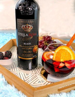 Stella Rose Wine, Sweet Sangria Recipe, Stella Rosa Wine Recipes, Stella Wine, Black Sangria, Stella Rosa Wine, Sangria Ingredients, Wine Cocktail Recipes, Rose Sangria