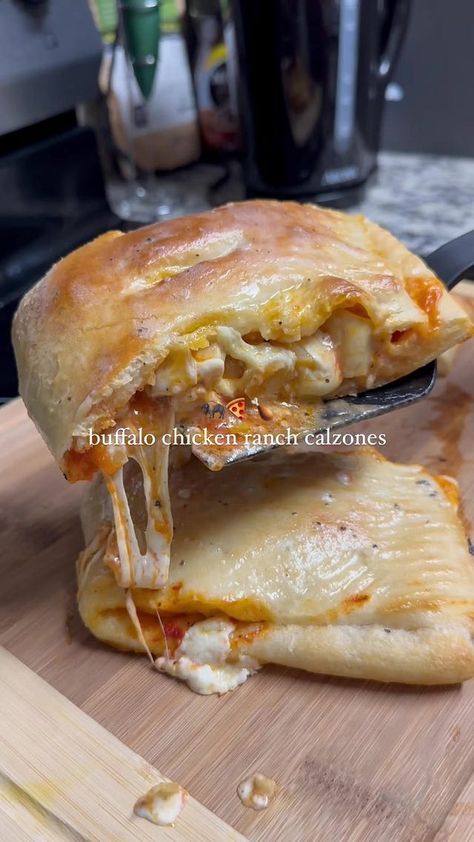 Buffalo Chicken Calzone Recipe, Buffalo Chicken Calzones, Buffalo Chicken Calzone, Cheese Calzone, Chicken Calzone, Buffalo Ranch Chicken, Calzone Recipe, Chicken Ranch, Pre Cooked Chicken